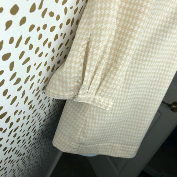Banana Republic BR Women's Beige Patterned Top Size Large Houndstooth - Picture 5 of 11